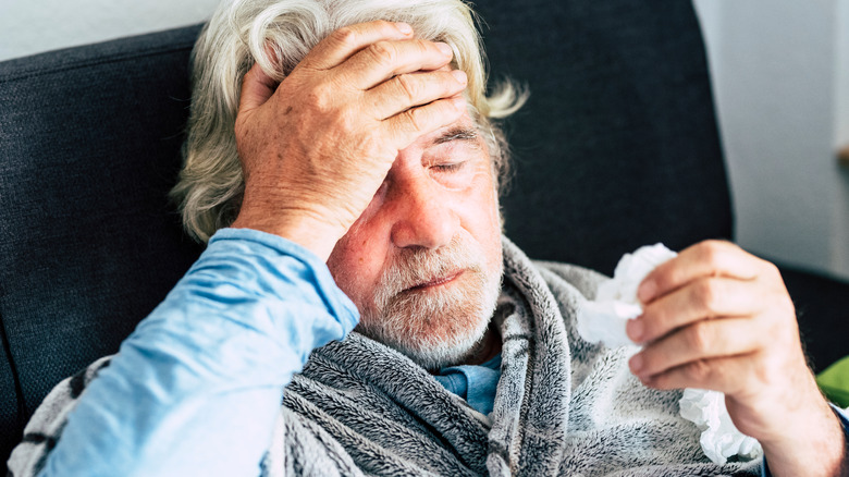 Elderly man with COVID symptoms