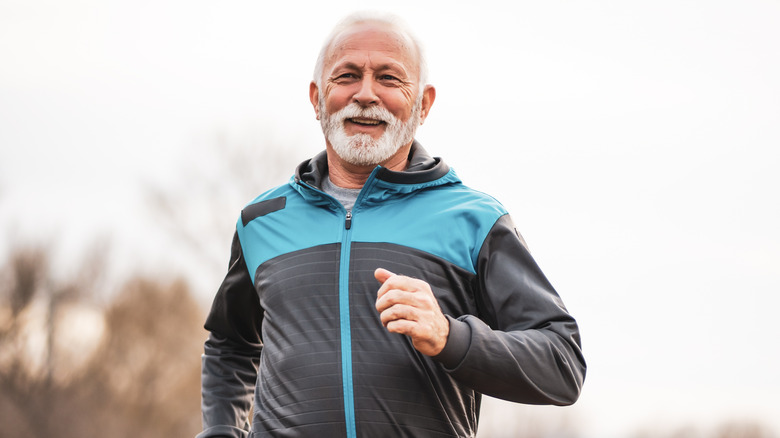 Man running in park