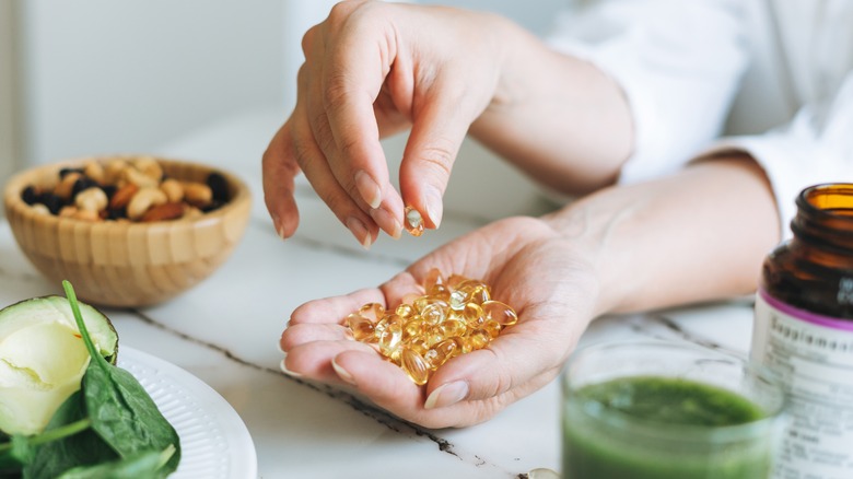 handful of vitamin D pills