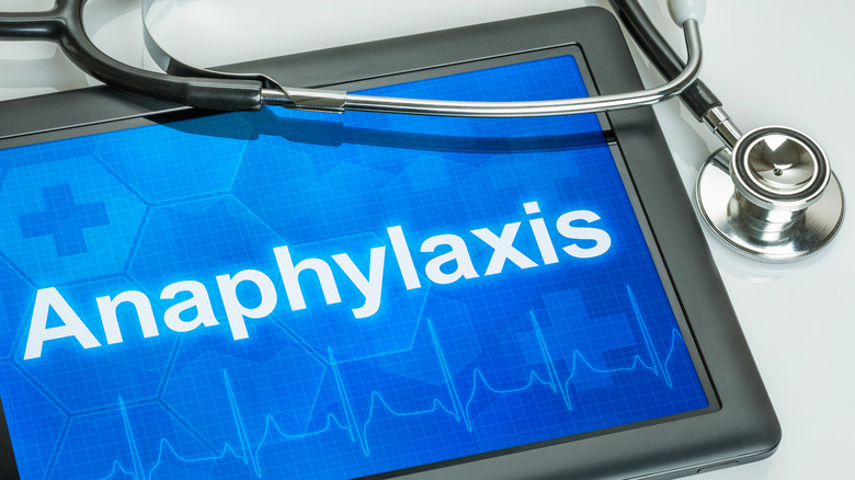 Tablet with text anaphylaxis