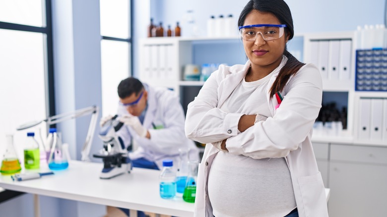 pregnant scientist in lab 