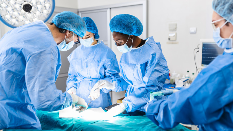 A surgical team performing surgery