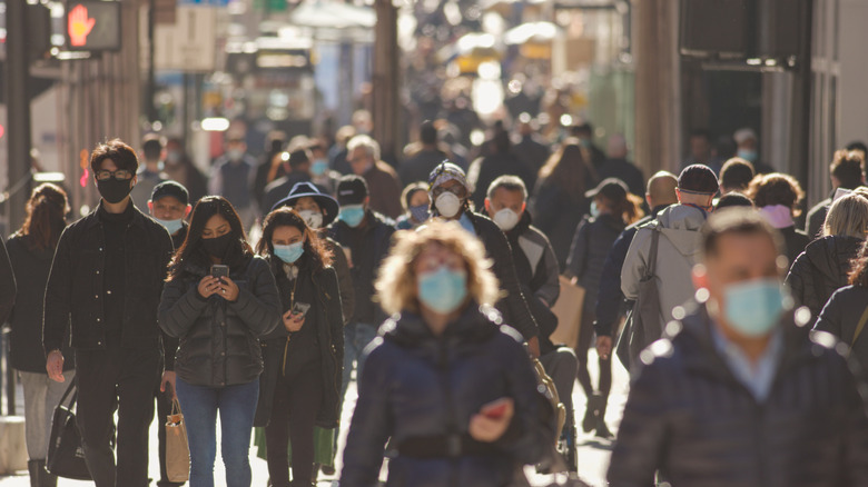 People wearing masks in public