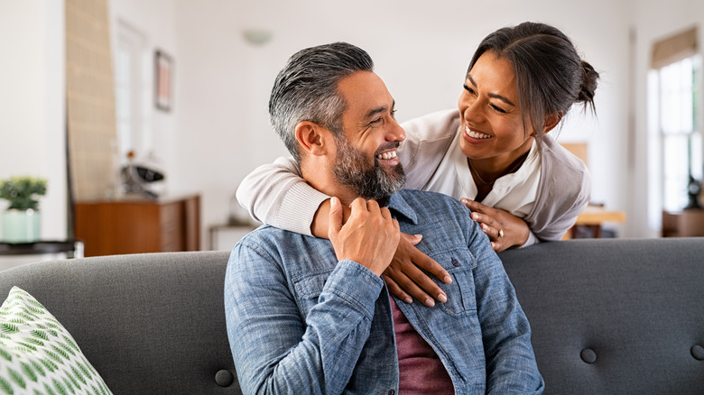 couple hugging and laughing