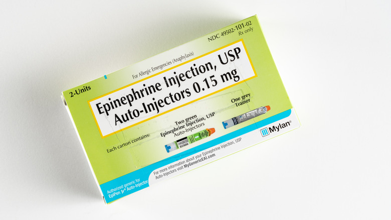 Epinephrine injection prescription box