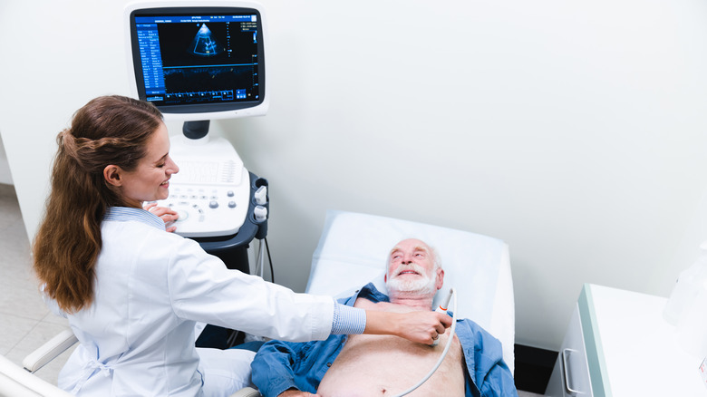 man having heart ultrasound