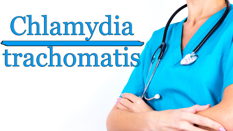 Doctor with stethoscope Chlamydia trachomatis written