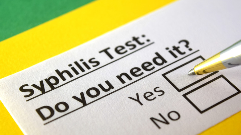 Paper with syphilis test written
