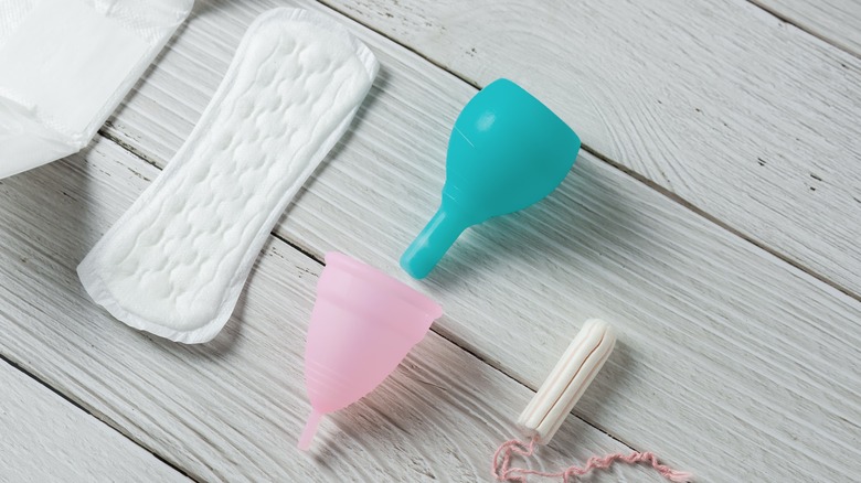 different menstrual cups and feminine products