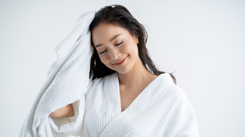 woman with freshly washed hair