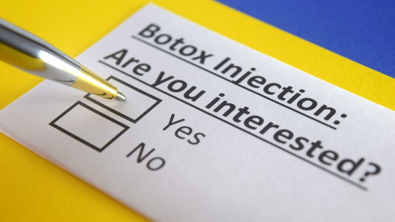 A questionnaire gauging patients' interest in Botox treatment