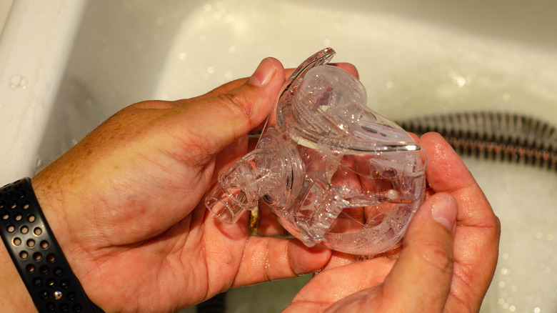 Washing CPAP mask in soap and water