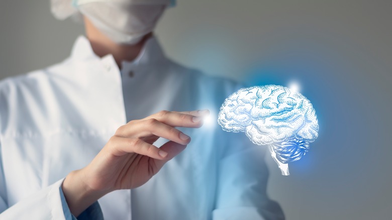 doctor touches virtual brain
