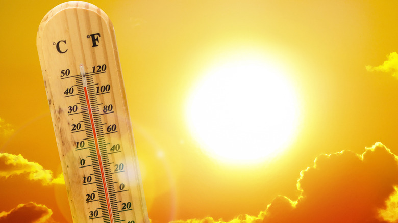 The sun and a thermometer recording high temperatures