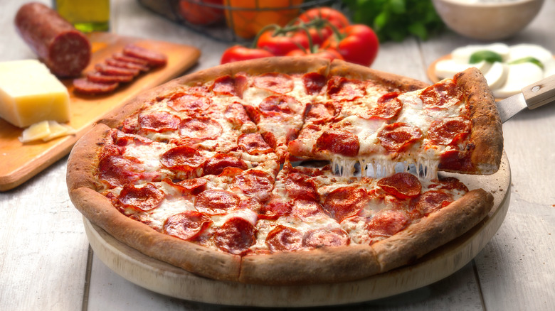 Cheesy pepperoni pizza