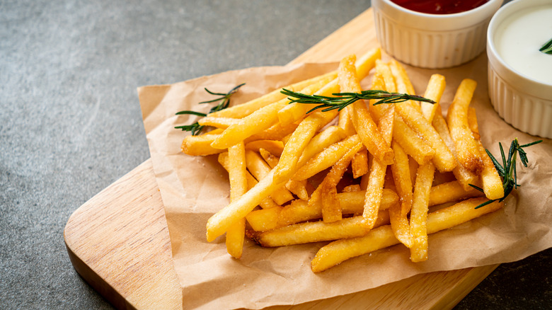 french fries on platter