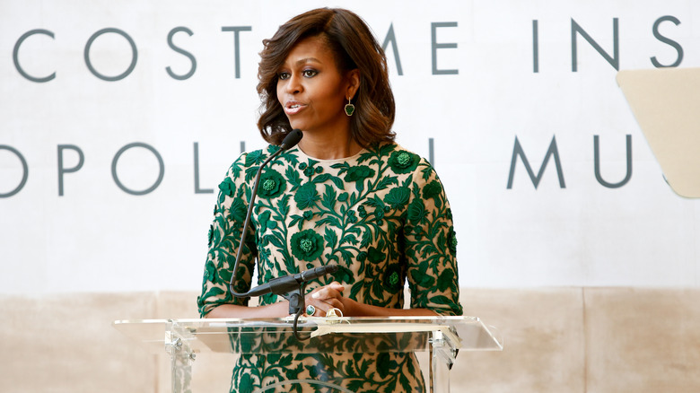 Michelle obama speaking at an event