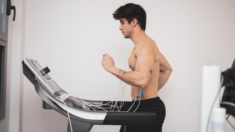 young man doing stress tests