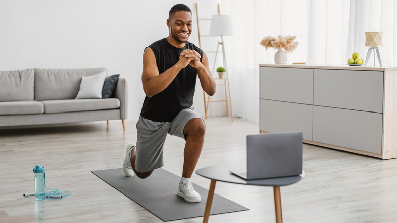 man doing lunges