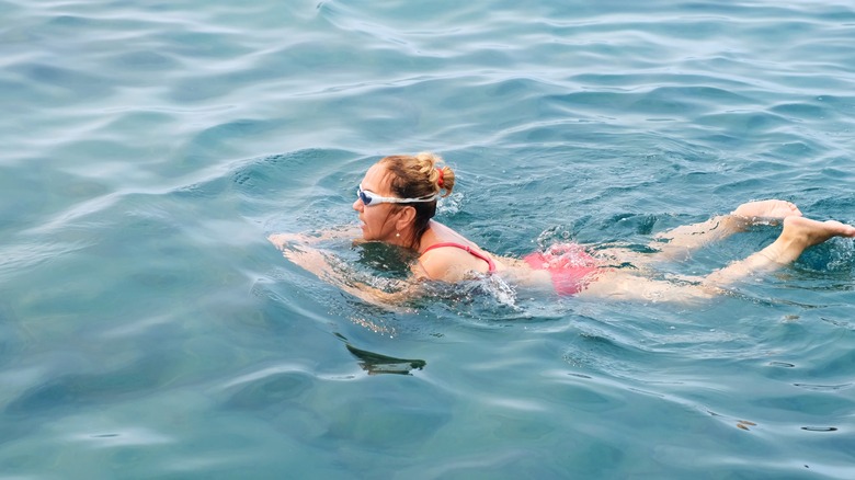 50 year old woman swimming