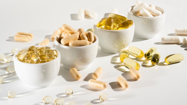 Small bowls of supplements