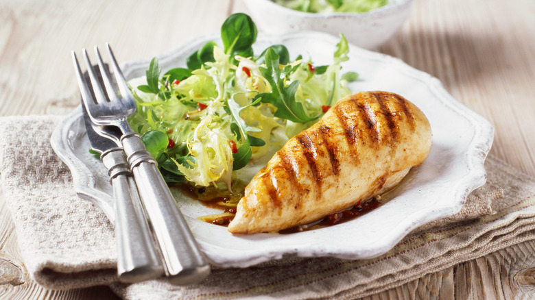 grilled chicken with greens