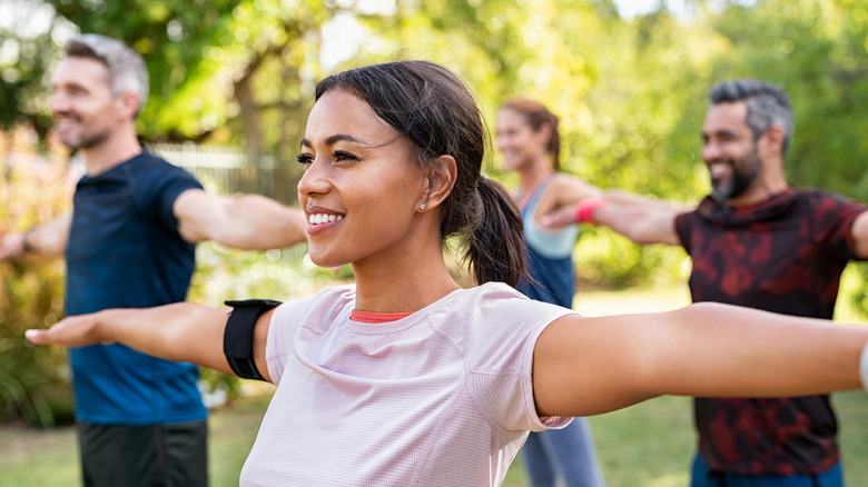 Group of people exercising