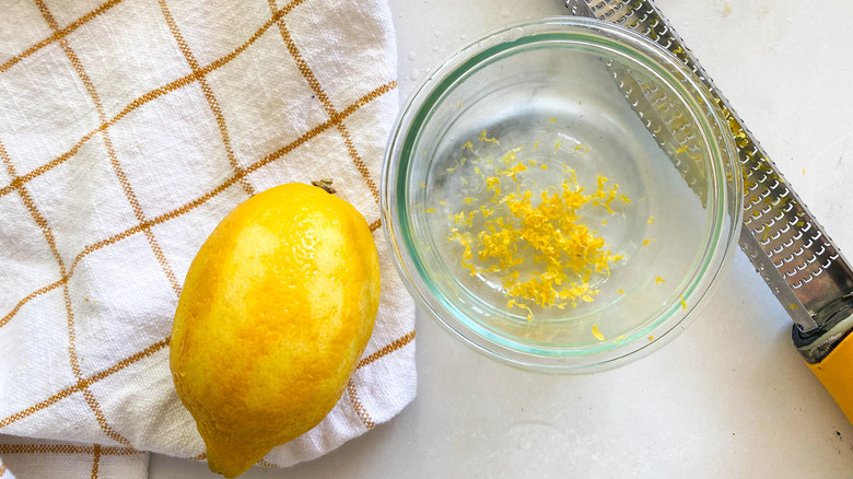 lemon zest in a bowl 