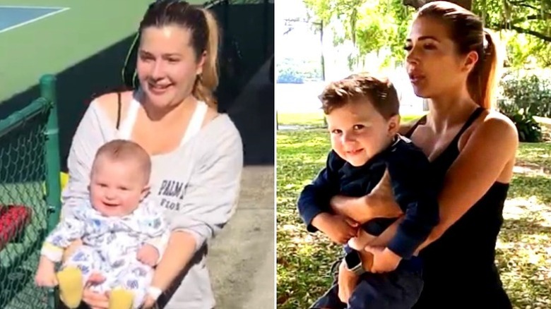 Before and after pictures of fitness influencer Ali Kay and her sons