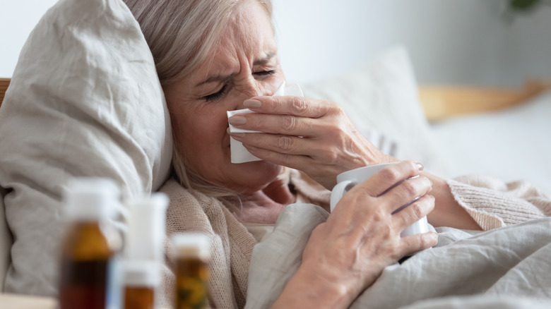 elderly woman with the flu