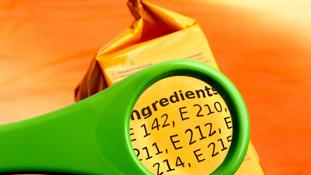 Close up of food label