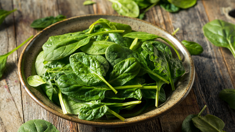 raw spinach in a bowl