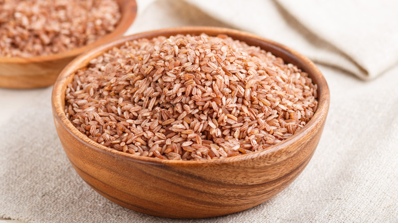 bowl of dry brown rice