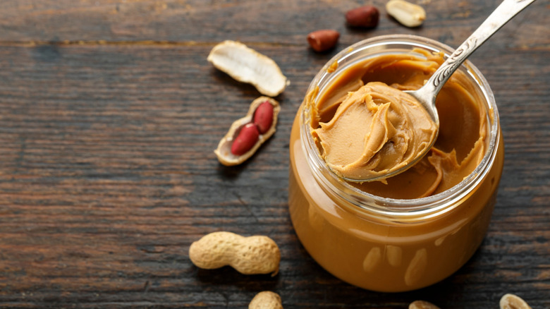 Peanut butter in a glass jar