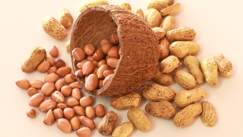 peanut shells and unshelled nuts