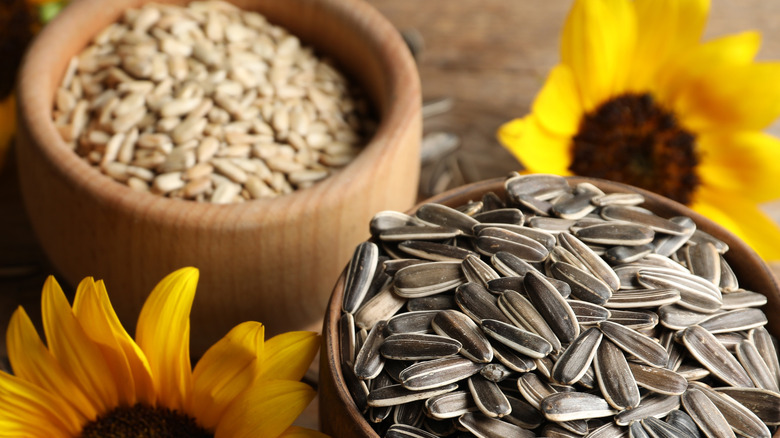 sunflower seeds in cups