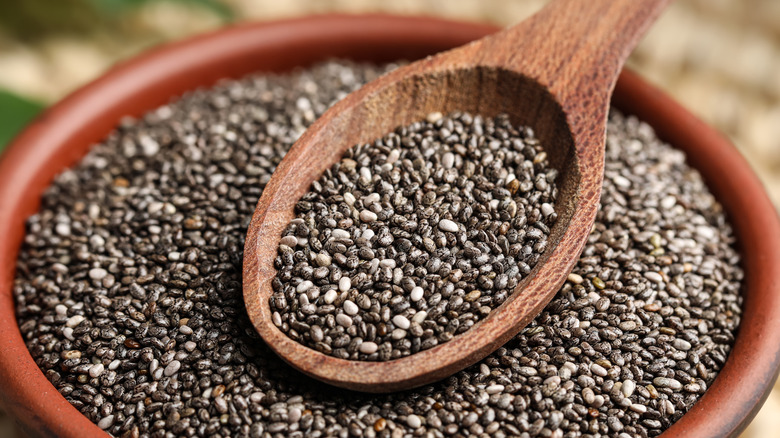 Bowl and spoon with chia seeds