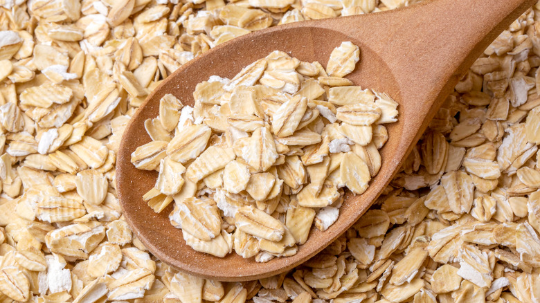 Overhead shot of dried rolled oats