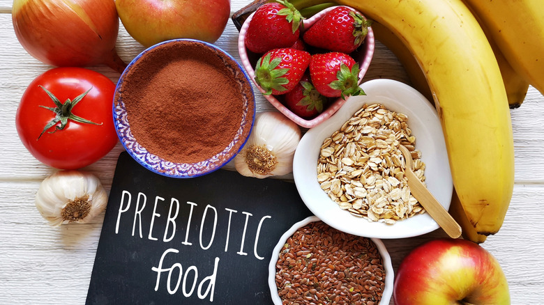 Assorted prebiotic-rich foods