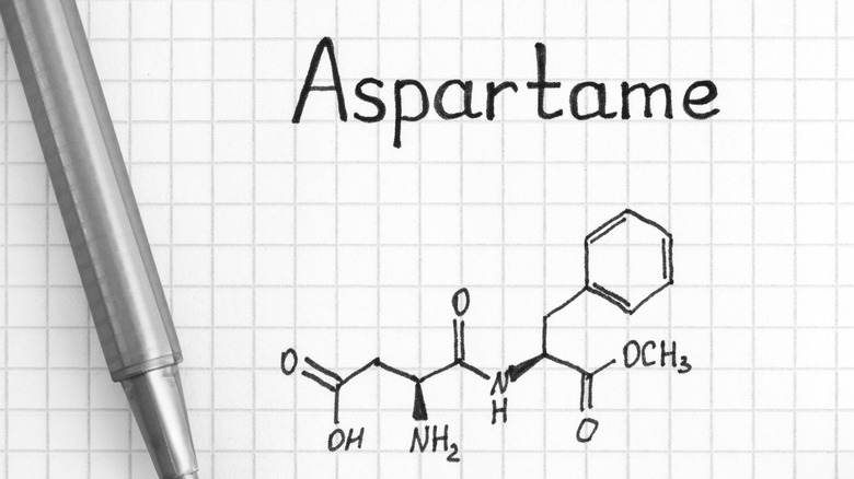 word "Aspartame" and chemical formula