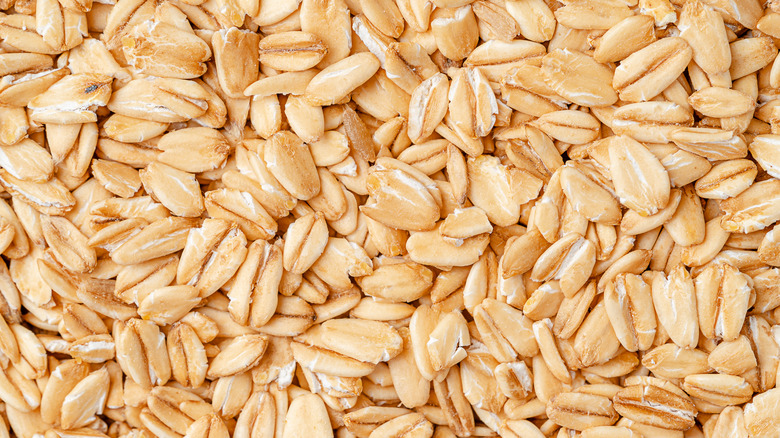 rolled oat flakes close up shot