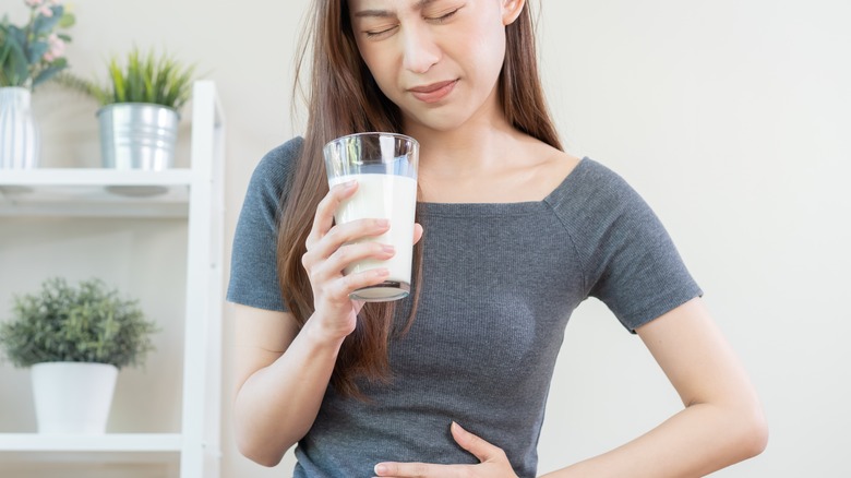 woman with lactose intolerance
