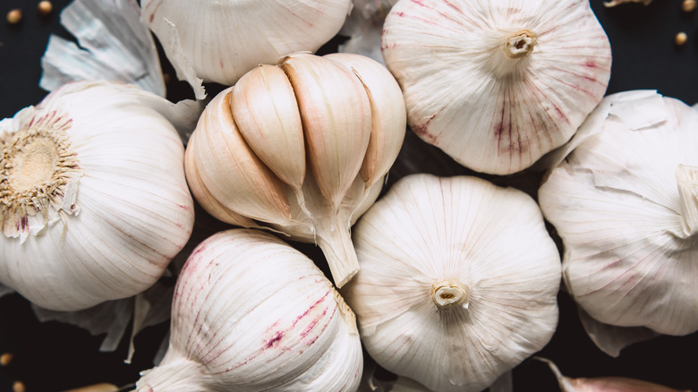 garlic bulbs grouped together