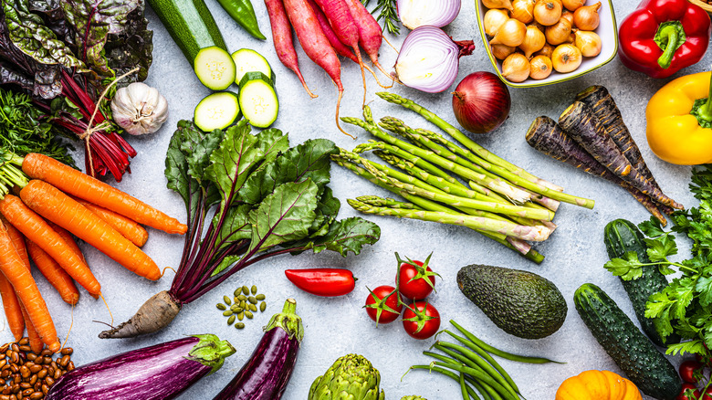 Flat lay of vegetables