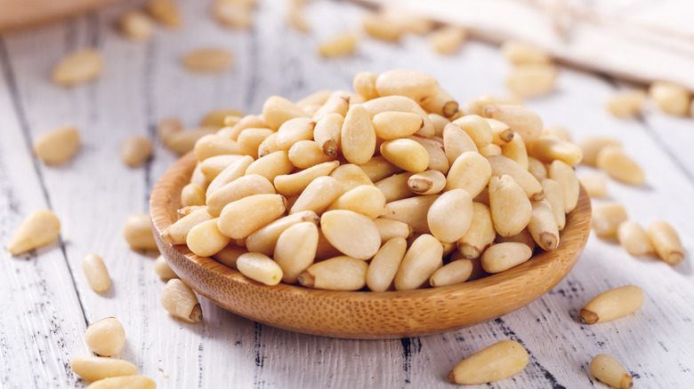 Bowl filled with pine nuts