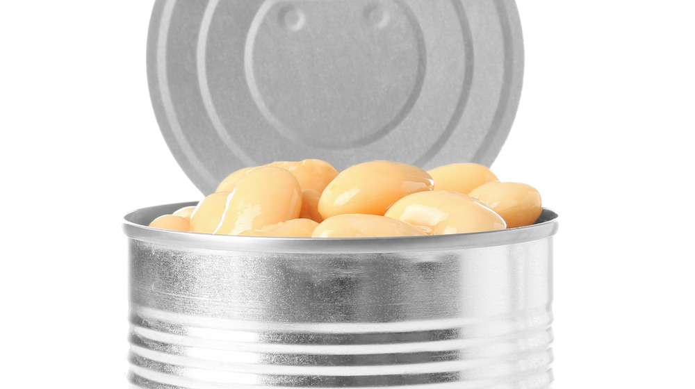 Open can of white beans