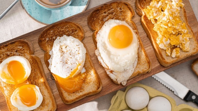 Eggs prepared four different ways