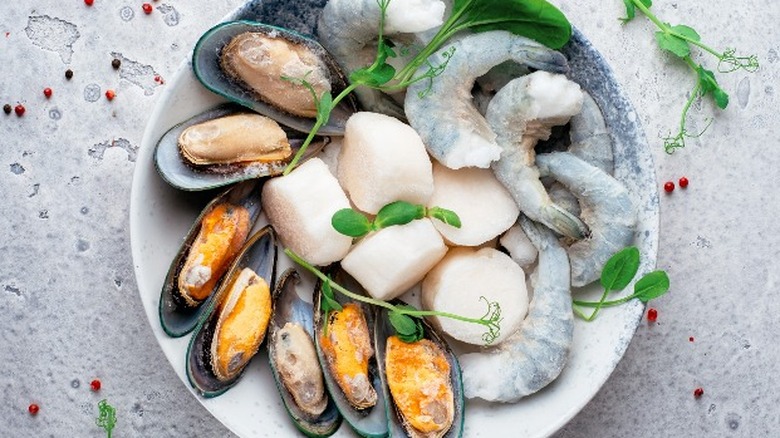 Plate of assorted shellfish