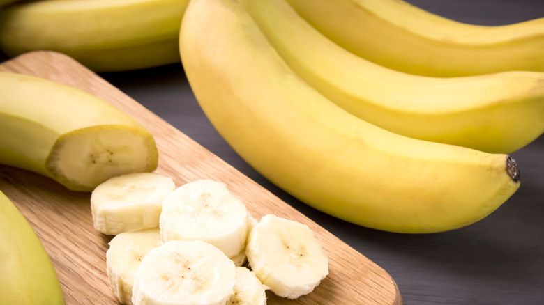 bunch of bananas and sliced banana