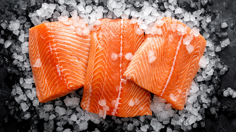 Slices of fresh raw salmon